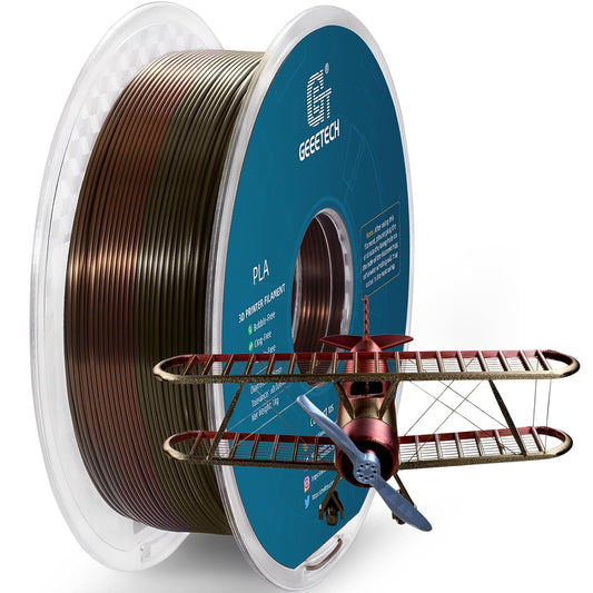 Geeetech Metal-Like Shiny Silk Bronze Rainbow 3D Printer PLA Filament, Shine Silky Metallic Printing Consumable 1.75mm, Dimensional Accuracy +/- 0.02 mm, 1kg Spool (2.2lbs), Fit Most FDM Printer