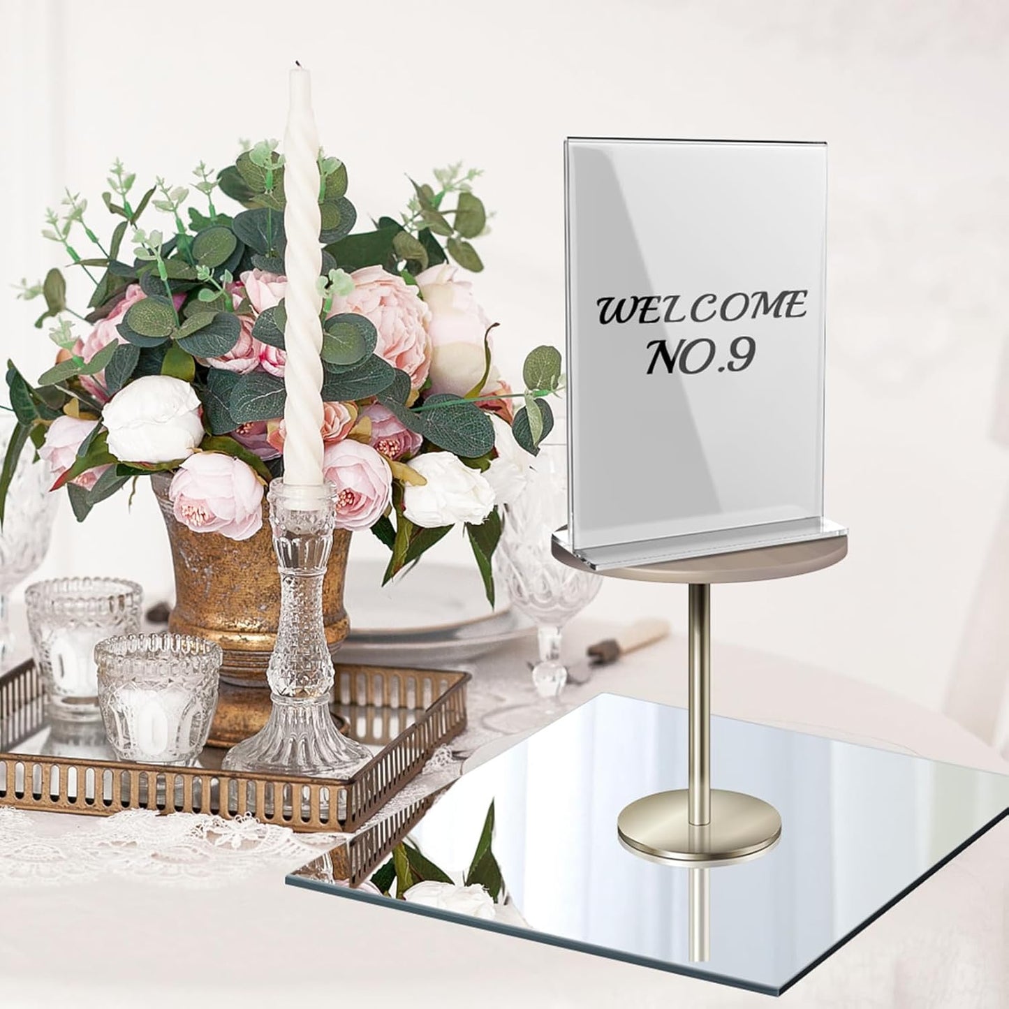 12" Square Mirror Centerpieces, Set of 12 Mirrors for Centerpieces, 2mm Glass Mirror Plates, Mirror Tray, for Wedding Table, Party Decorations, Candle Plate Set, Craft, Christmas Decorations