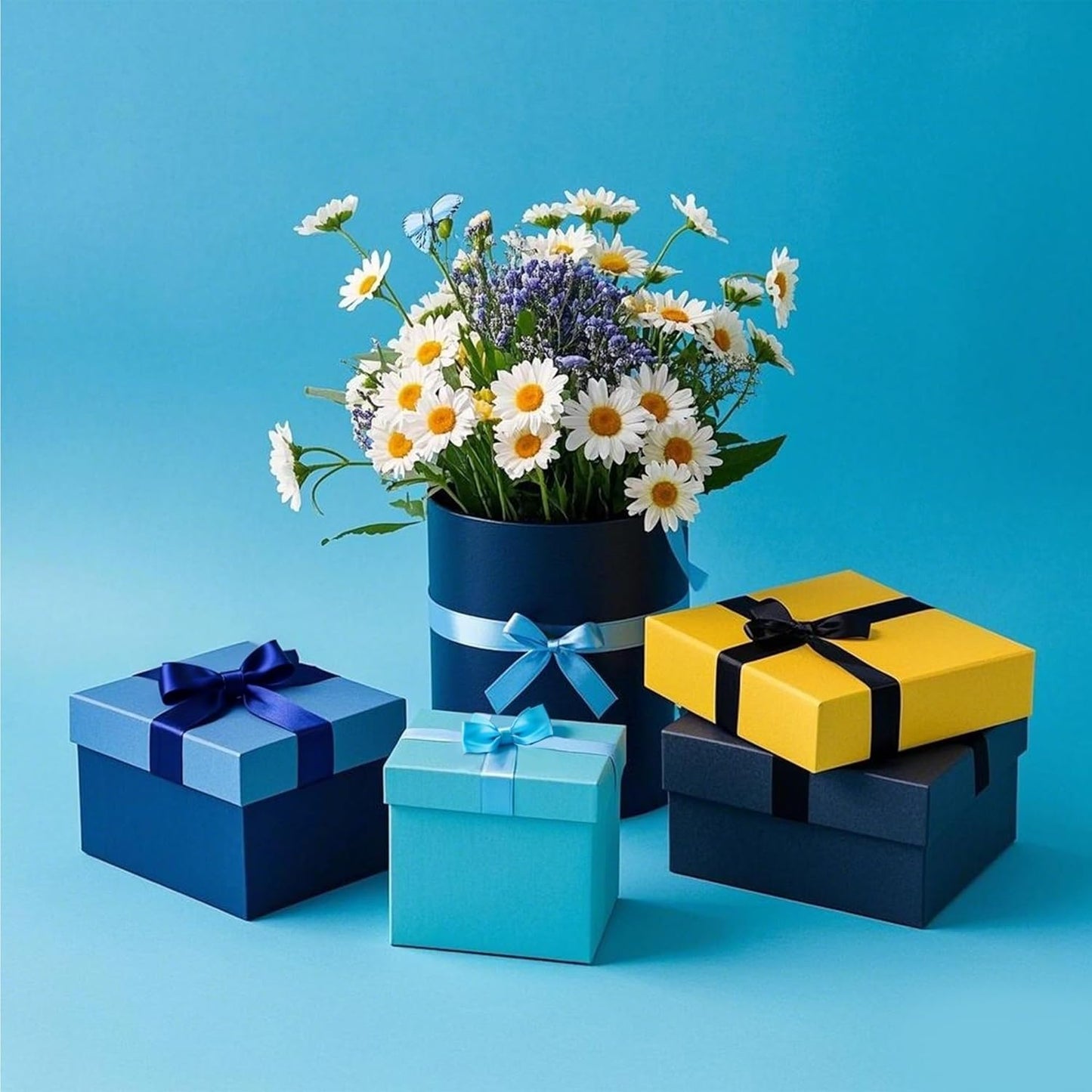 3/8" 6 Colors X 25 Yards Blue Satin Ribbon,150 Yards Assorted Blue Colors Satin Ribbons for Flower Bouquet,Ribbons for Gift Wrapping Happy Birthday Party Decorations