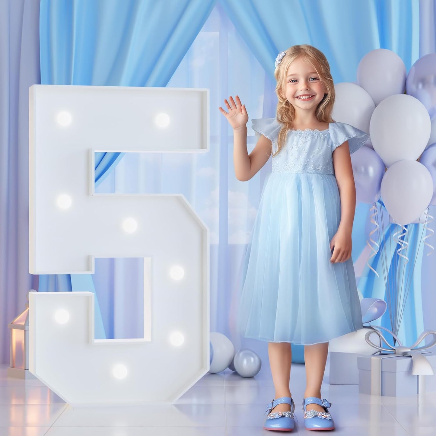 3FT Marquee Numbers 5 for 5th, 50th Birthday Party Decorations, Large Light Up Number 5 Sign for Anniversary Decor, Backdrop, Big Marquee Number, Pre-Cut Foam Board Kit