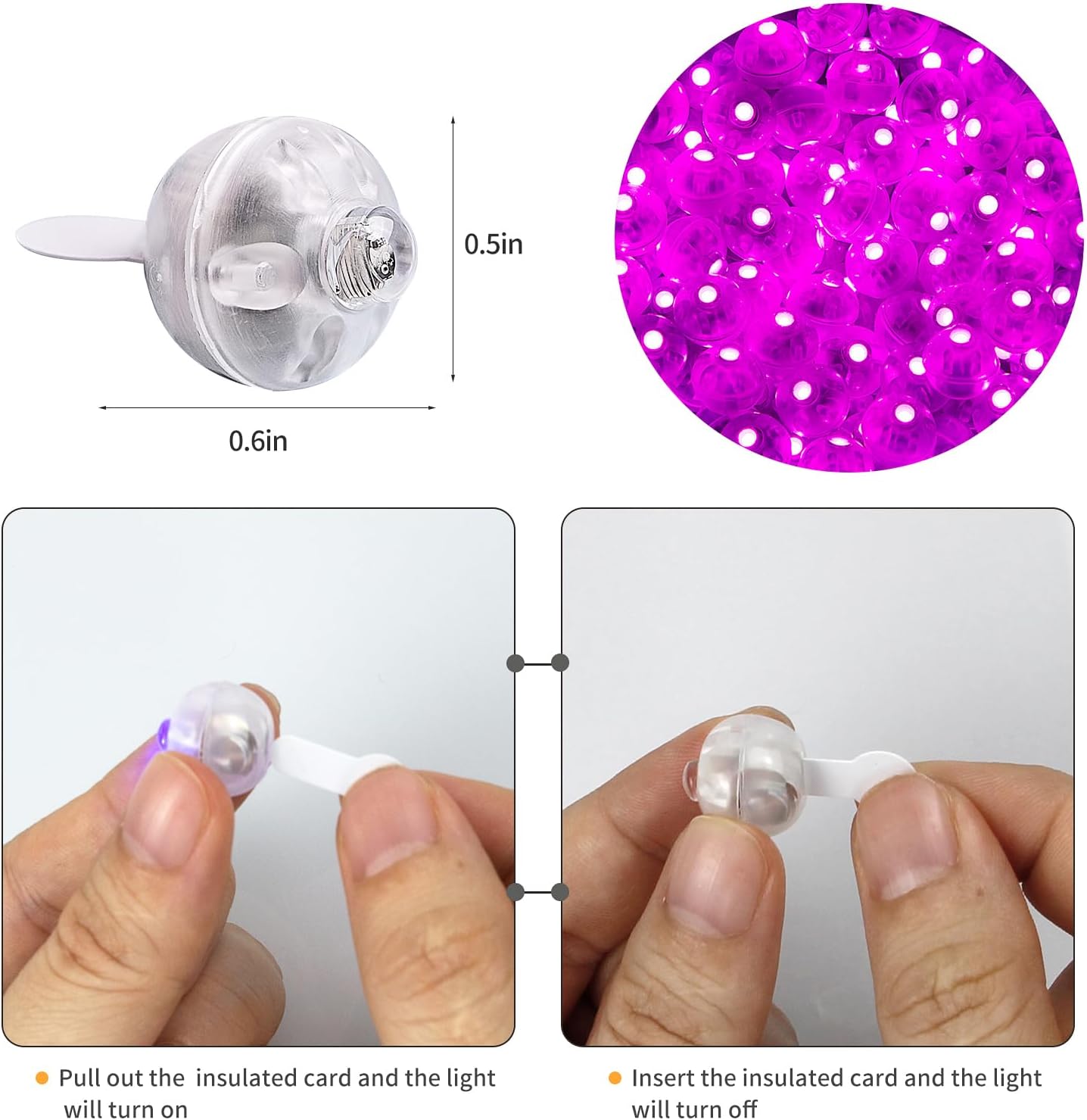 Aogist 100Pcs Balloon Lights with Hook,Long Standby Time,Waterproof Mini Light for Birthday Party Wedding Christmas Halloween Easter Decorative (Flash, Purple)