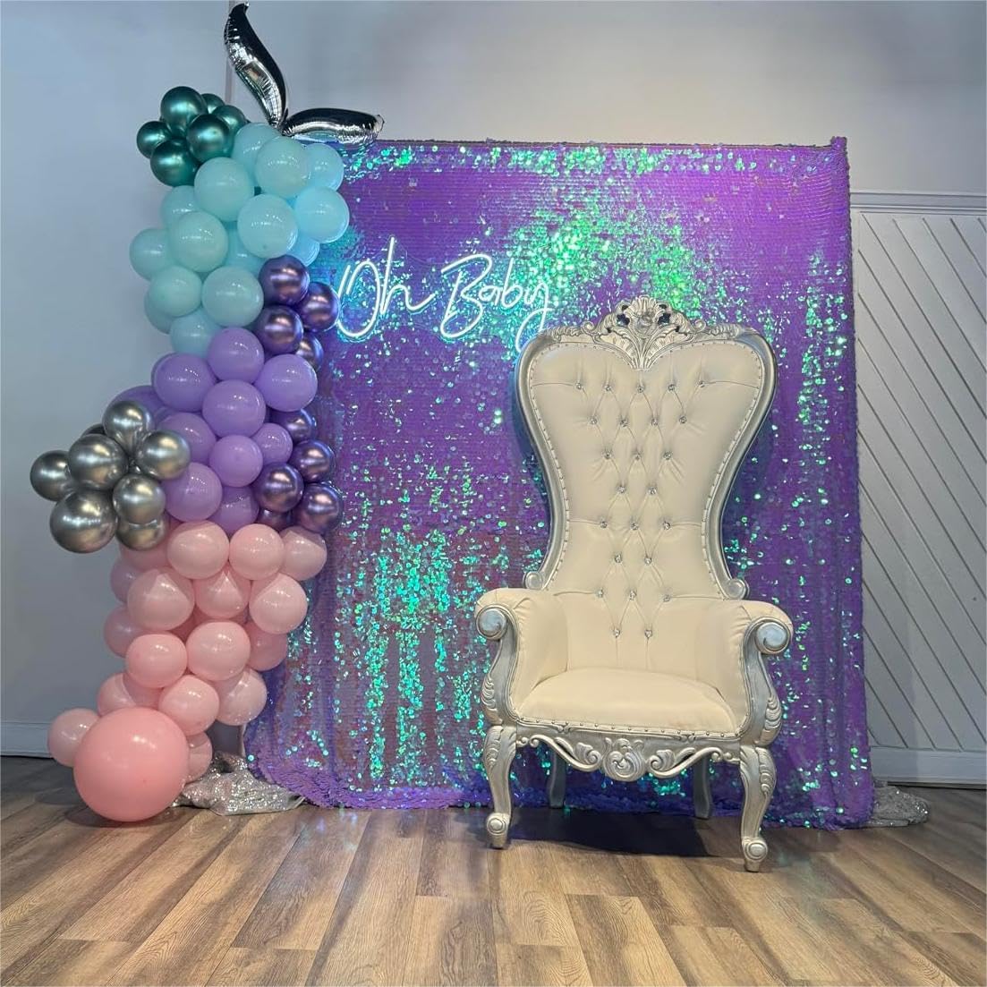 JYFLZQ Lavender Payette Sequin Backdrop Curtains 4ft x 8ft 2 Panels Purple Shimmer Backdrop Big Sequin Background Drapes Thick Glitter Photo Booth Backdrops for Girls Parties