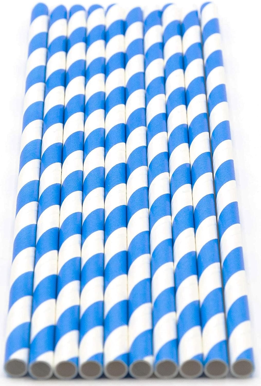 Pack of 900 Sky Blue Swirls Biodegradable 4-Ply Paper Drinking Straws (Compostable, Non-toxic, BPA-free)