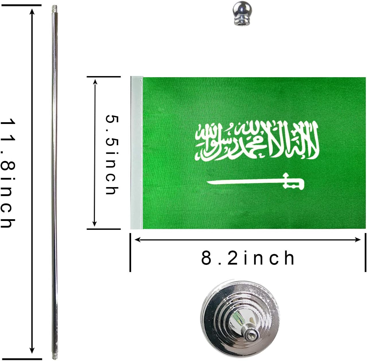 GentleGirl.USA Saudi Arabia Table Flags,Stick Small Mini Saudi Arabian Flag Office Desk Flag on Stand with Stand Base, International Festival Saudi Arabia Theme Party Decoration,Home Desk Decoration