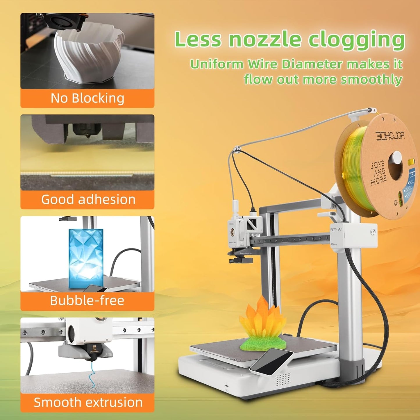 Transparent Multi Rainbow Color Change PLA 1.75mm 1KG 3D Printing Filament Crystal Rainbow PLA -Wheat Field