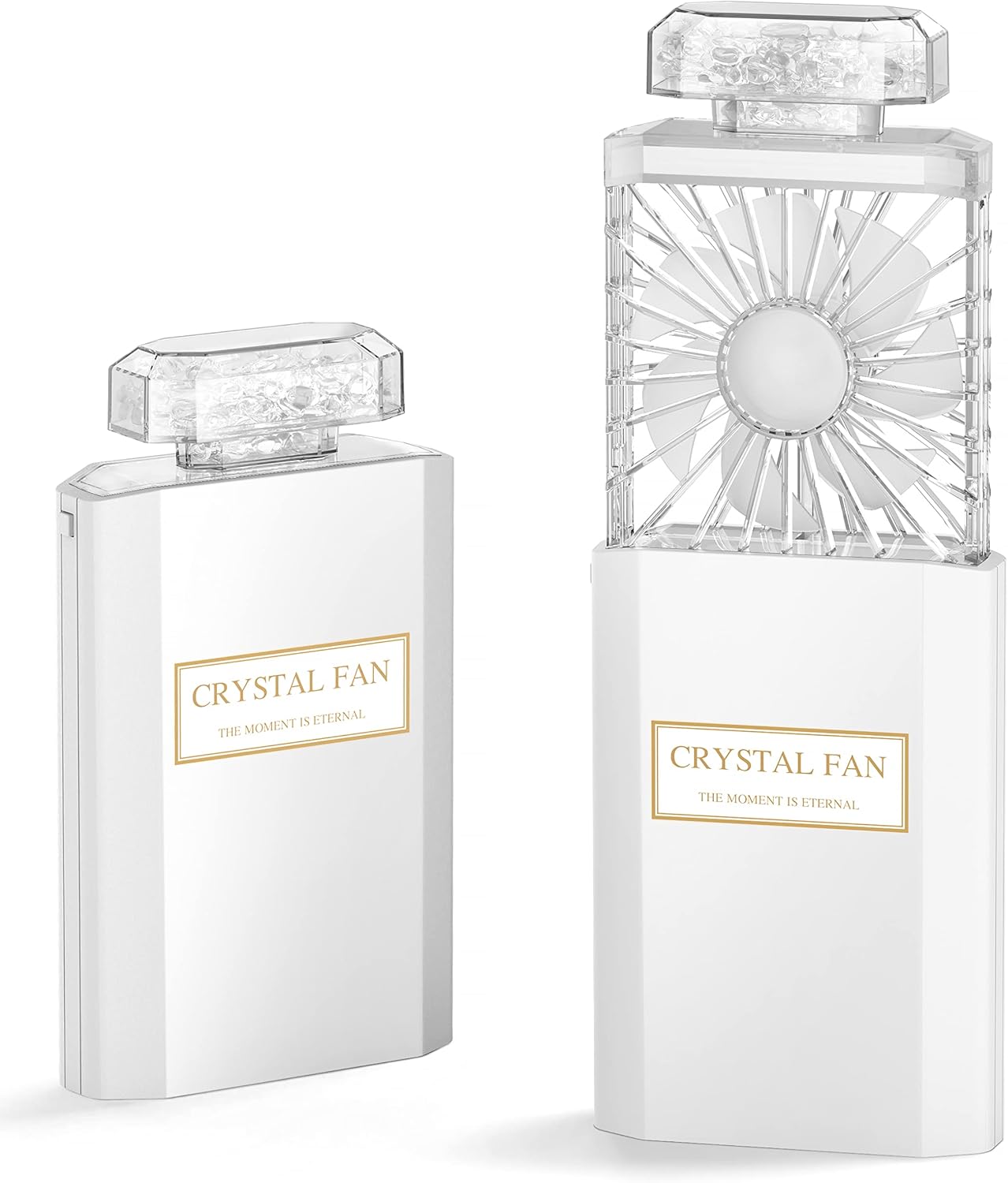 Lady Handheld Fan, Rechargeable Small Personal Fan with 3 Speeds Setting, Powerful Quiet Pull-out Portable Fan, Mini Cooling Desk Electric Fan Safe for Girls Woman Office School Working Home - White