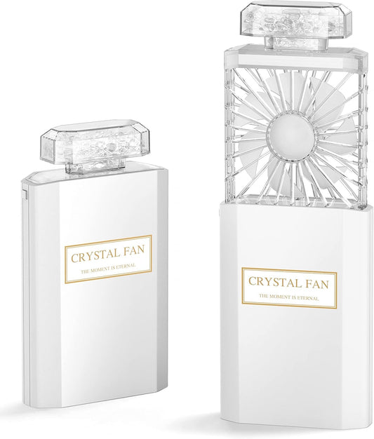 Lady Handheld Fan, Rechargeable Small Personal Fan with 3 Speeds Setting, Powerful Quiet Pull-out Portable Fan, Mini Cooling Desk Electric Fan Safe for Girls Woman Office School Working Home - White