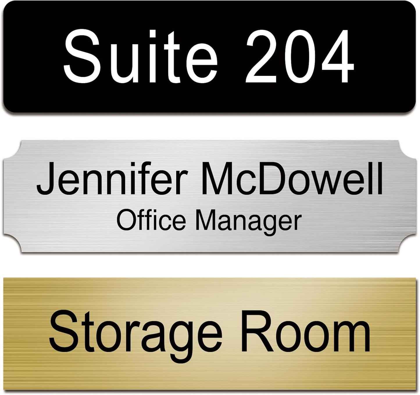 Custom Office Engraved Name Plate for Door or Wall Sign, Personalized Door Name Plate for Office with Adhesive, Laser Engraving, 10 Colors Available, 3 Styles (2" x 8")