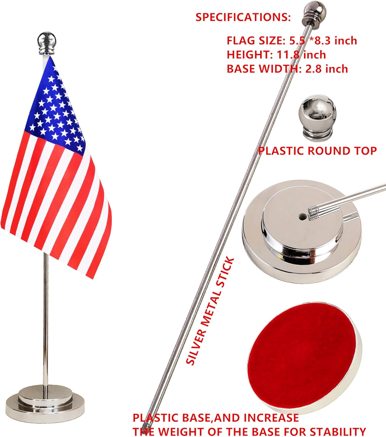 US America USA American Deluxe Desk Flag Set Small Mini Miniature US America USA American Table Desktop Flags,Festival Events Celebration,Office Decoration-2 Pack