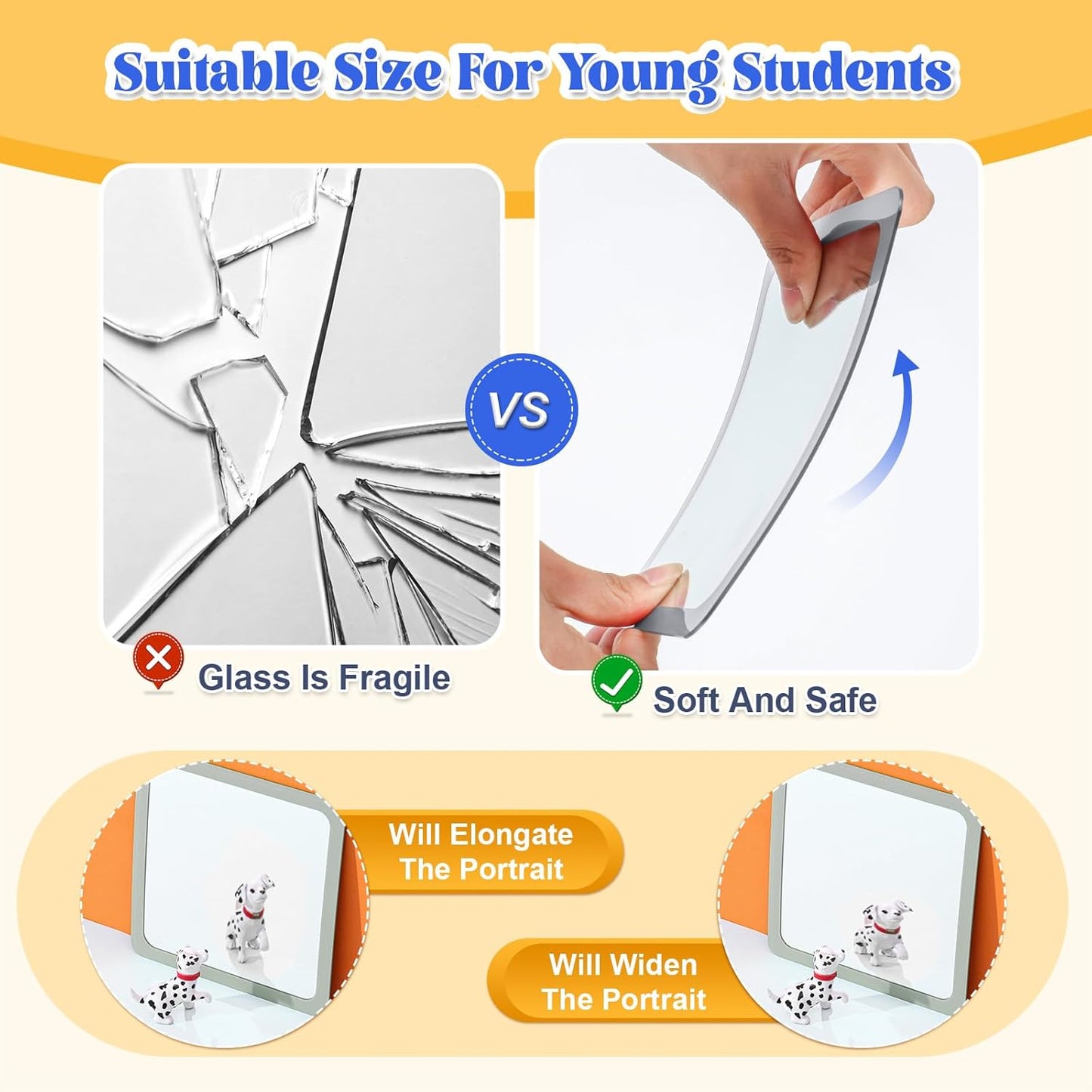 Dandat 10 Pcs Small Mirrors for Kids 6 x 6 Inch Square Shatter Proof Reflector Toddler Glass Plastic Reflector for Classroom DIY Craft Preschool Facial Expression (Blue-Gray Colors)