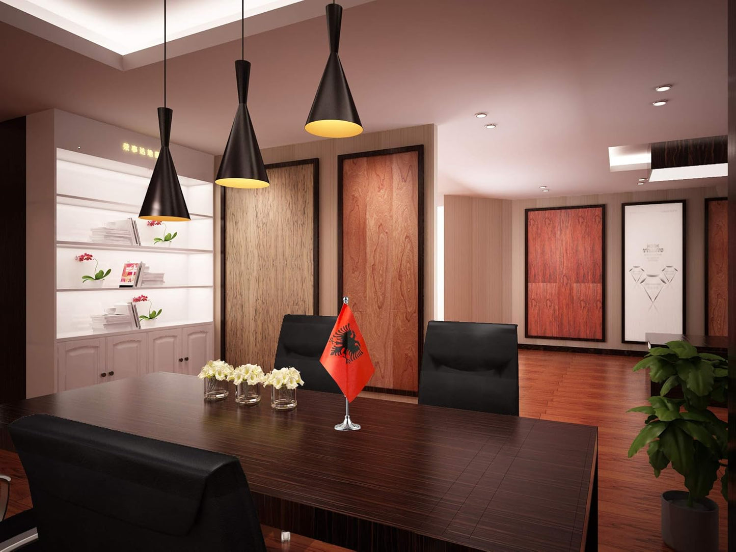 GentleGirl.USA Albania Table Flags Stick Small Mini Albania Flag Office Desk Flag on Stand with Stand Base, International Festival Decoration,Albania Theme Party Decoration,Home Desk Decoration