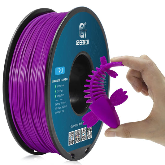 Geeetech TPU Filament 1.75mm – 95A Flexible 3D Printer Filament with High Elasticity, 1KG (2.2lbs) Spool, Dimensional Accuracy ±0.03mm, Fits Most FDM Printers (Purple)