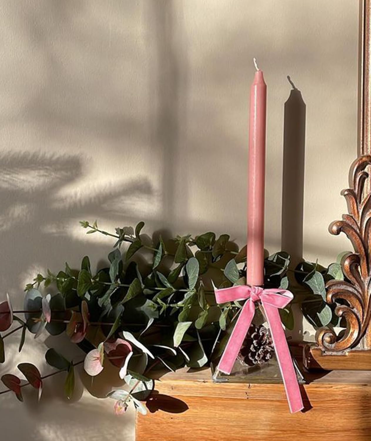 Pink Velvet Ribbon 5/8'' 25 Yards for Christmas Tree, Gift Wrapping, Flower Bouquet, Wreath Decorations, Bow Making