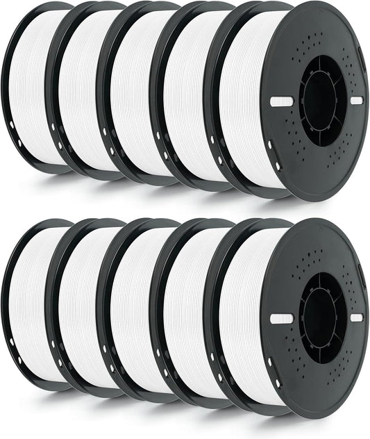 Kingroon 10KG White PLA Filament 1.75mm 3D Printer Filament Pla Filament Dimensional Accuracy +/- 0.02mm, Fit Most FDM Printer, 1KG X 10 Spools