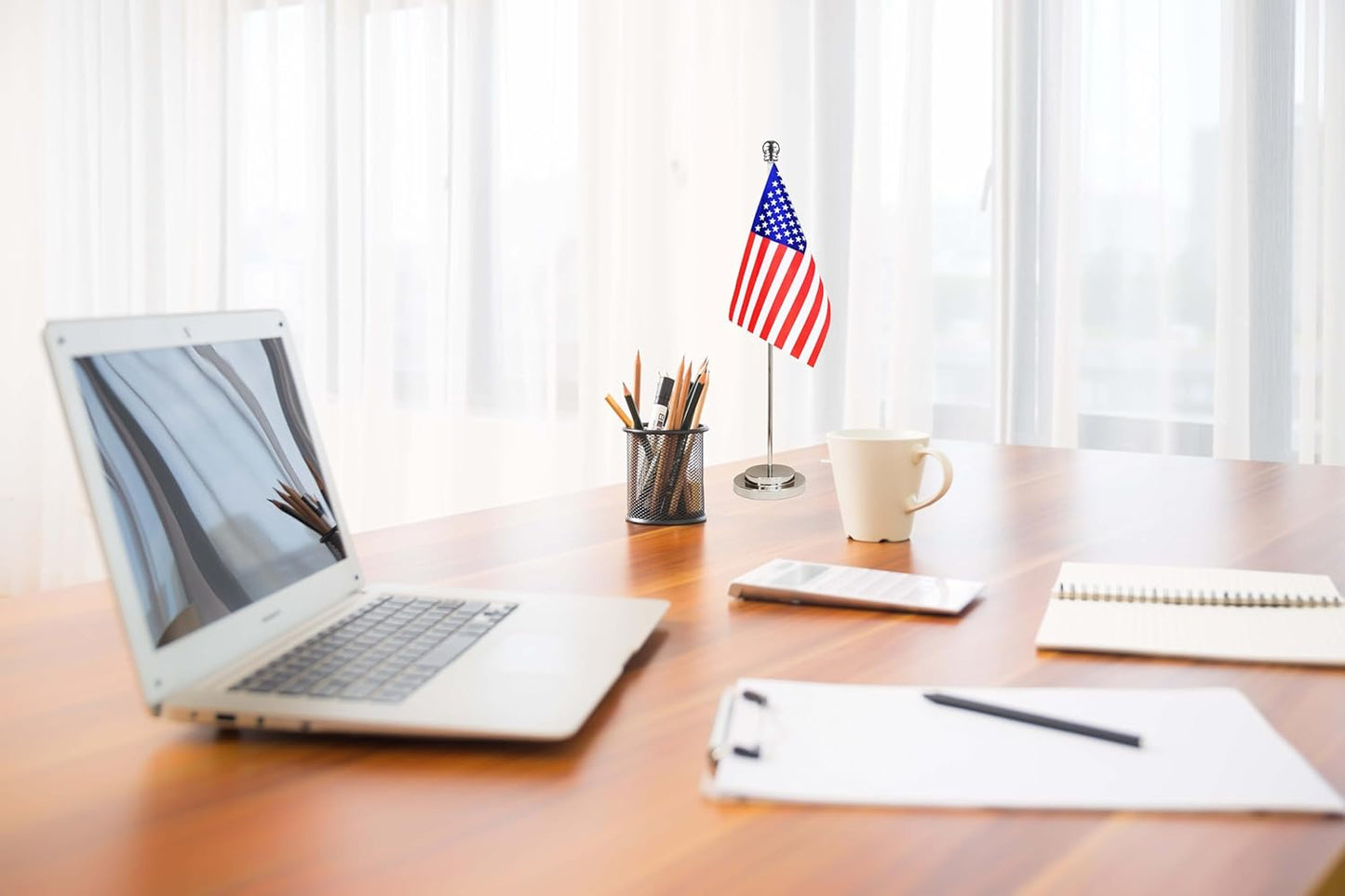 US America USA American Deluxe Desk Flag Set Small Mini Miniature US America USA American Table Desktop Flags,Festival Events Celebration,Office Decoration-2 Pack