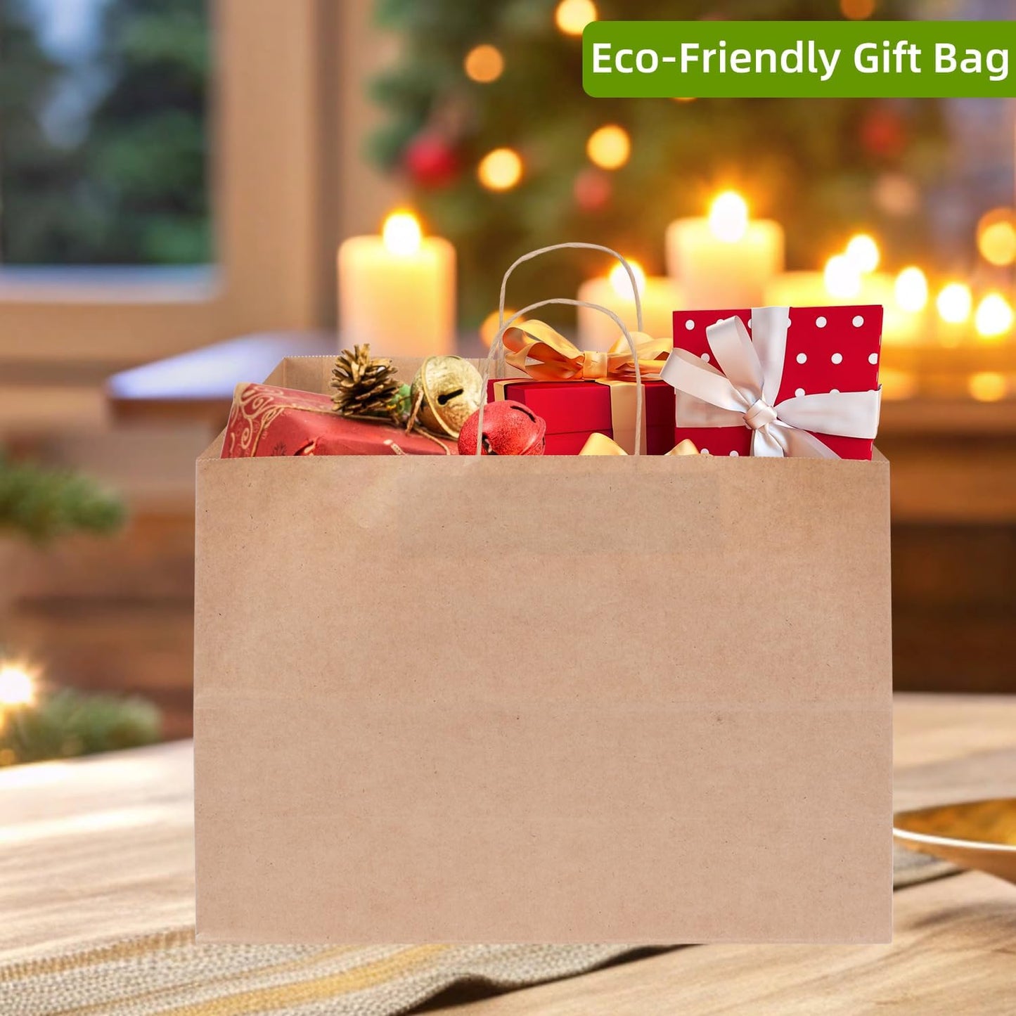 Johuivo Brown Paper Bags with Handles, 50 Pcs Brown Shopping Paper Bags, Recyclable Kraft Gift Bag and Retail Bag for Small Business, Grocery, Party Favors, 16x6x12 Inches