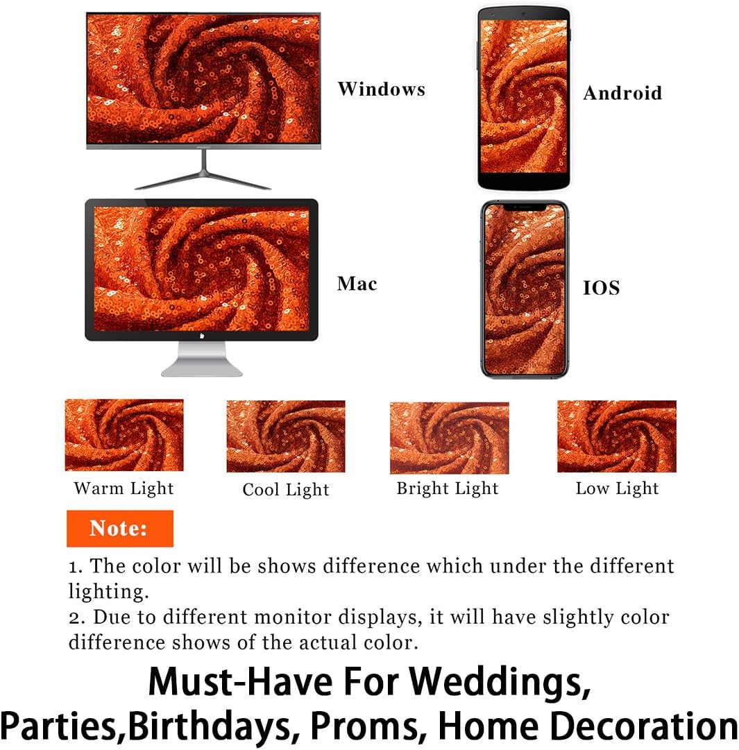 ShinyBeauty Sequin Curtains 2 Panels 4x10ft Orange Sequin Backdrop Curtains Sparkly Curtain Selfie Wall for Parties Wedding Decoration