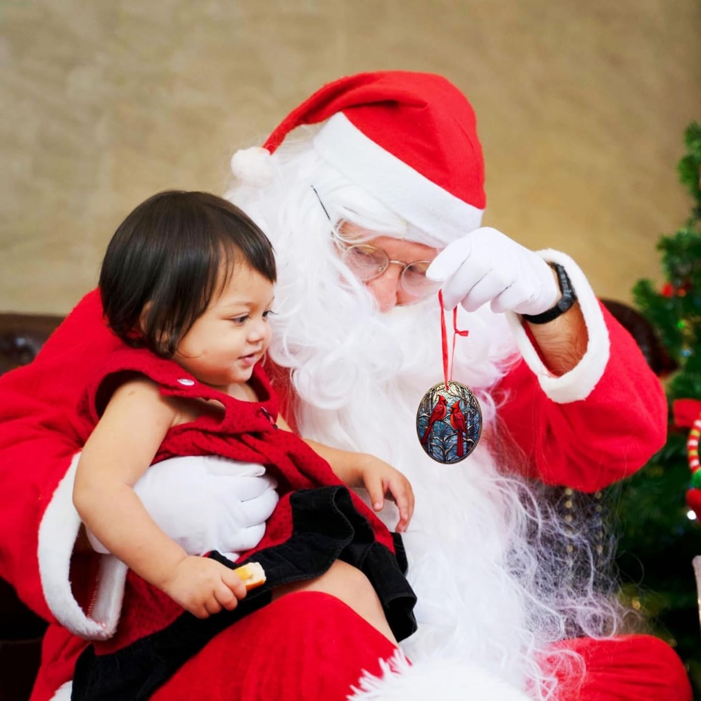 Cardinal Acrylic Ornament 2025 – Red Bird Christmas Tree Hanging, Memorial Holiday Decor for Mom Grandma, Winter Scene Acrylic Window Ornament