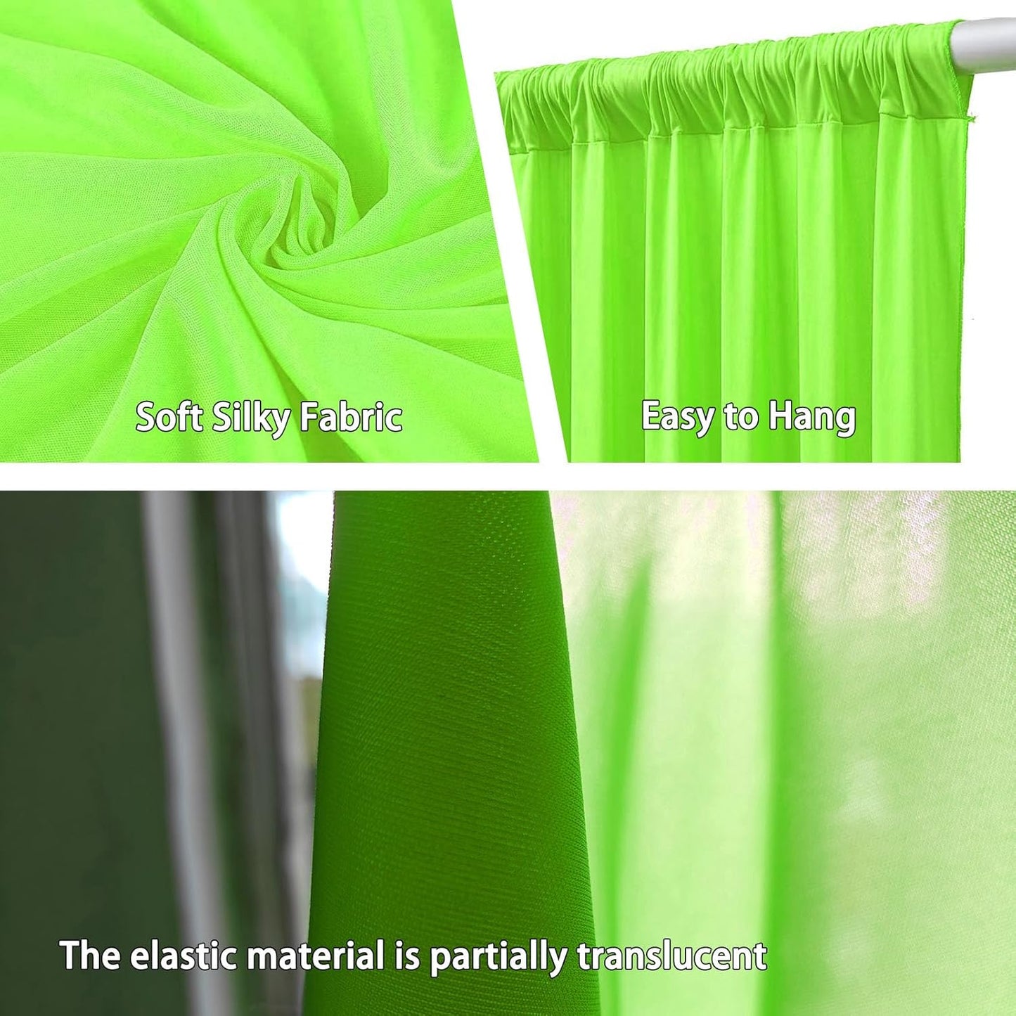10 x 7 Feet Light Green Backdrop Curtain for Partie, Background Curtains for Photoshoot, Birthday, Wedding, Halloween, Thanksgiving, Christmas Day, New Year Party Decorations 5Ft x 7Ft, 2 Panels