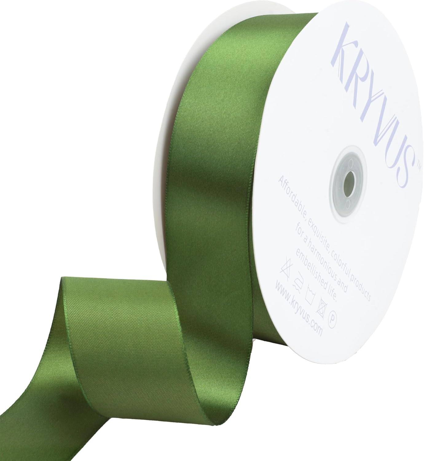 Olive Green Satin Ribbon 1-1/2 inch X Continuous 100 Yards, Single Face Polyester Ribbon Perfect for Gift Wrapping, Flower Bouquet, Wedding Decor, Crafts, Bow Making, Sewing and More
