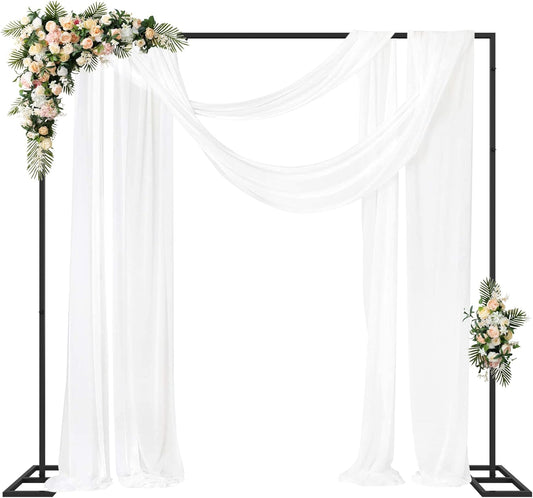 Fomcet 8FT x 8FT Backdrop Stand Heavy Duty with Base, Black Portable Adjustable Pipe and Drape Backdrop Stand Kit, Square Metal Arch Party Frame for Wedding Birthday Parties Banquet Decorations