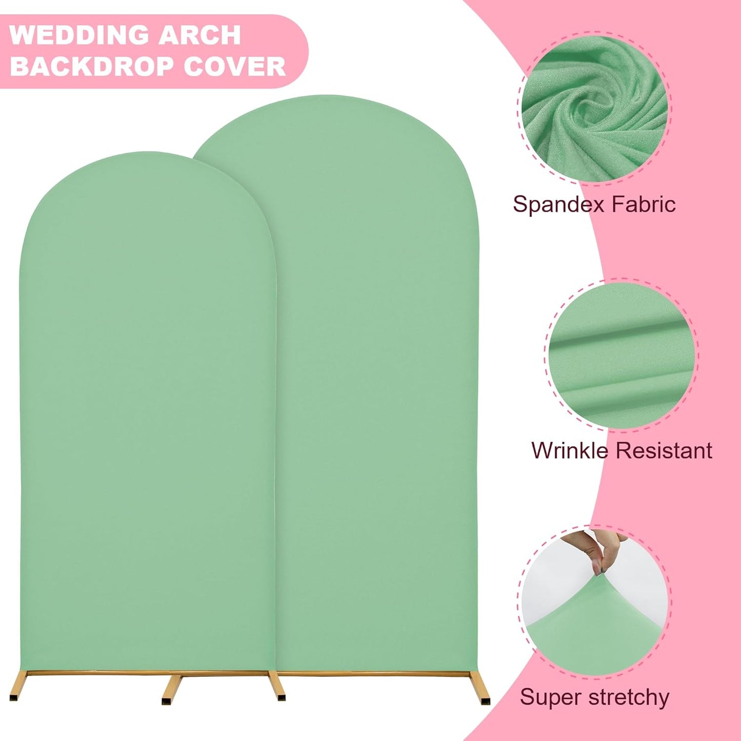 7.2FT Wedding Arch Covers Arch Backdrop Cover Arch Stand Covers Set Arch Cover Spandex Fabric Stretchy Backdrop for Wedding Birthday Party Decoration Baby Shower (Mint Green)
