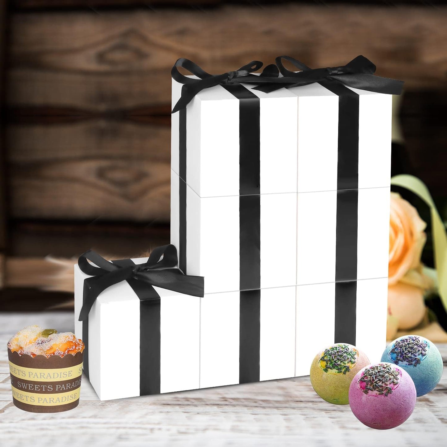 50 Pack Small Gift Boxes, 3x3x3 Favor Boxes White Paper Gift Boxes with Lids for Presents, Crafting, Cupcake Boxes, Gifts, Candy Boxes for Wedding Party Bridal Shower Baby Shower Favors