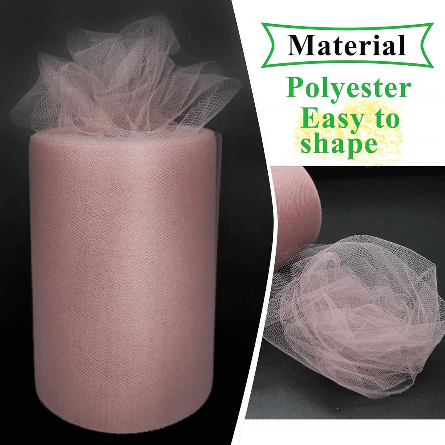 Dusty Rose Tulle Fabric Rolls 6 Inch by 100 Yards (300 feet) Fabric Spool Tulle Ribbon for DIY Tutu Bow Baby Shower Birthday Party Wedding Decorations Christmas Craft Supplies