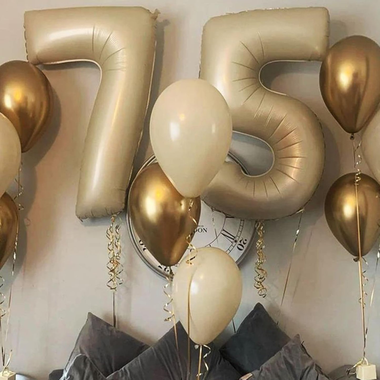 40 Inch Cream White Number 7 Balloon Mylar Big Foil Helium Number 17 27 77 Balloon for Party Decorations,Digital Birthday Party Wedding Decorations, Boy Baby Shower Decorations (Cream No 7)