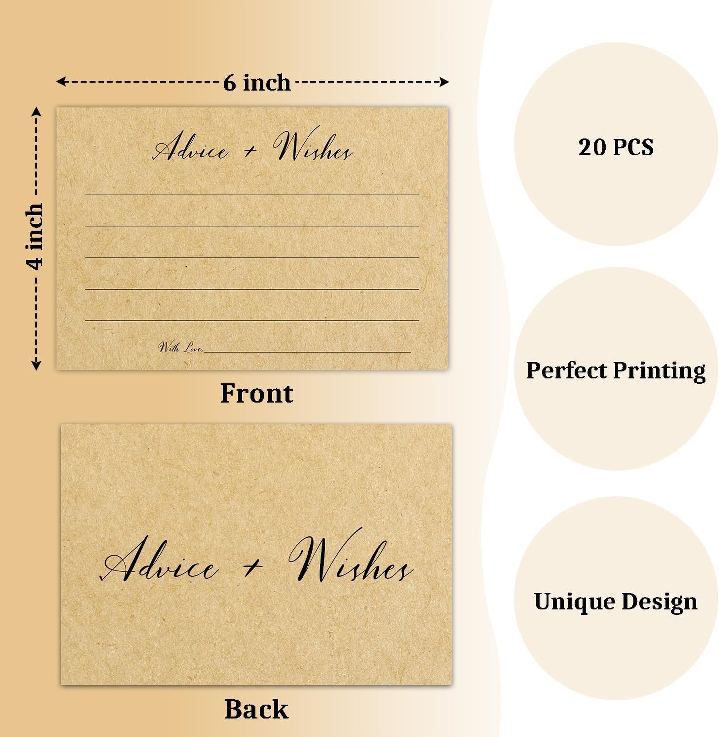 Brown Advice And Wishes Cards, Advice Cards For Bridal, Wedding, Baby Shower, Mr And Mrs, Graduation, Wishes For Baby Cards Baby Shower, Pack Of 20 4x6 Cards Double Sided Print -04