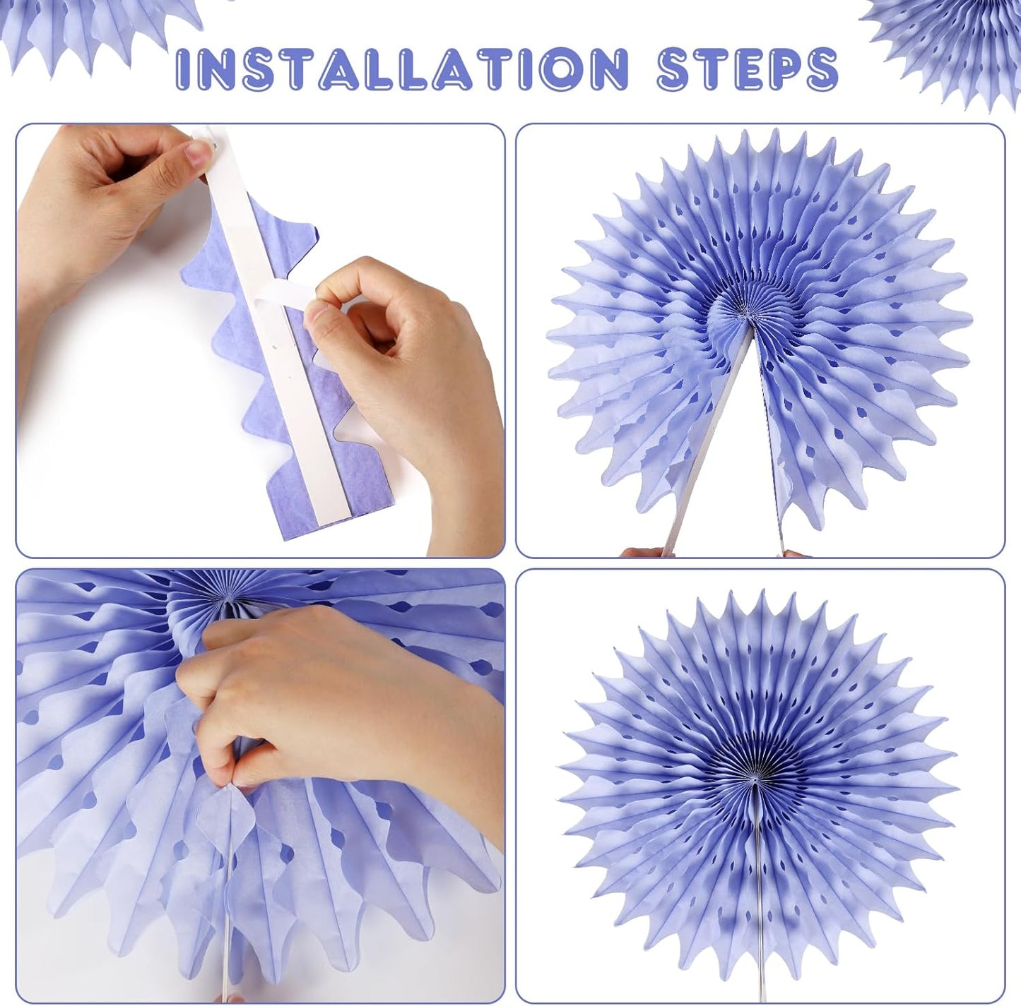 12PCS Paper Fans Pastel Rainbow Colorful Party Decorations Tissue Paper Flowers Decorations for Girl Groovy Birthday Baby Shower Wedding Bachelorette Room Wall Hanging Décor