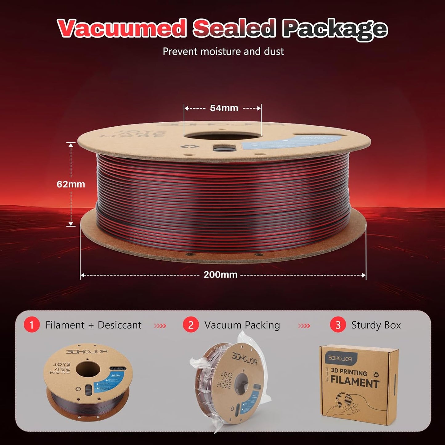 Silk PLA Filament 1.75mm Black Red Dual Color PLA 3D Printer Filament 2 in 1 Coextrusion 1KG Spool(2.2lbs) 3D Printing Filament Dimensional Accuracy +/- 0.03mm