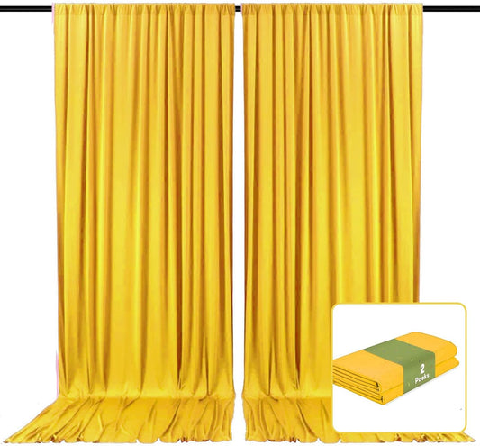 2 Panels Yellow Backdrop Curtain, 10 x 7 Feet Background Curtains for Parties, Weddings, Baby Showers, Bachelorette Halloween, Christmas Birthday Party Photoshoot Backdrop Curtains Decorations