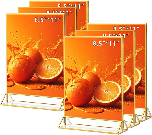 Acrylic Sign Holder, 8.5 x 11 In 6 Pack Acrylic Sign, Flyer Holder, Table Signs Holders, Flyer Stand, Double Sided Flyers Holders Table Menu Display Stand for Wedding Tables Number