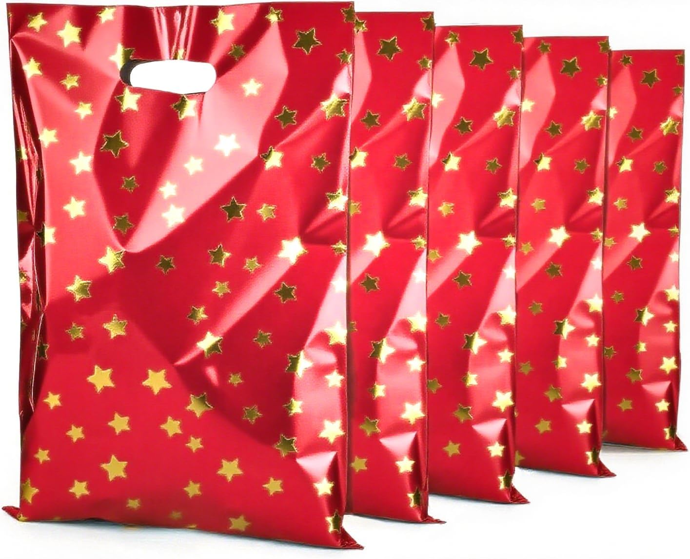 CC Wonderland 6 * 9inch Party Favor Bags 30PCS, Red Gold Star Pattern with Handle,Goodie Treat Loot Bags for Kids Children Birthday, Baby Shower, Easter Holiday Party Gift Wrap Decoration