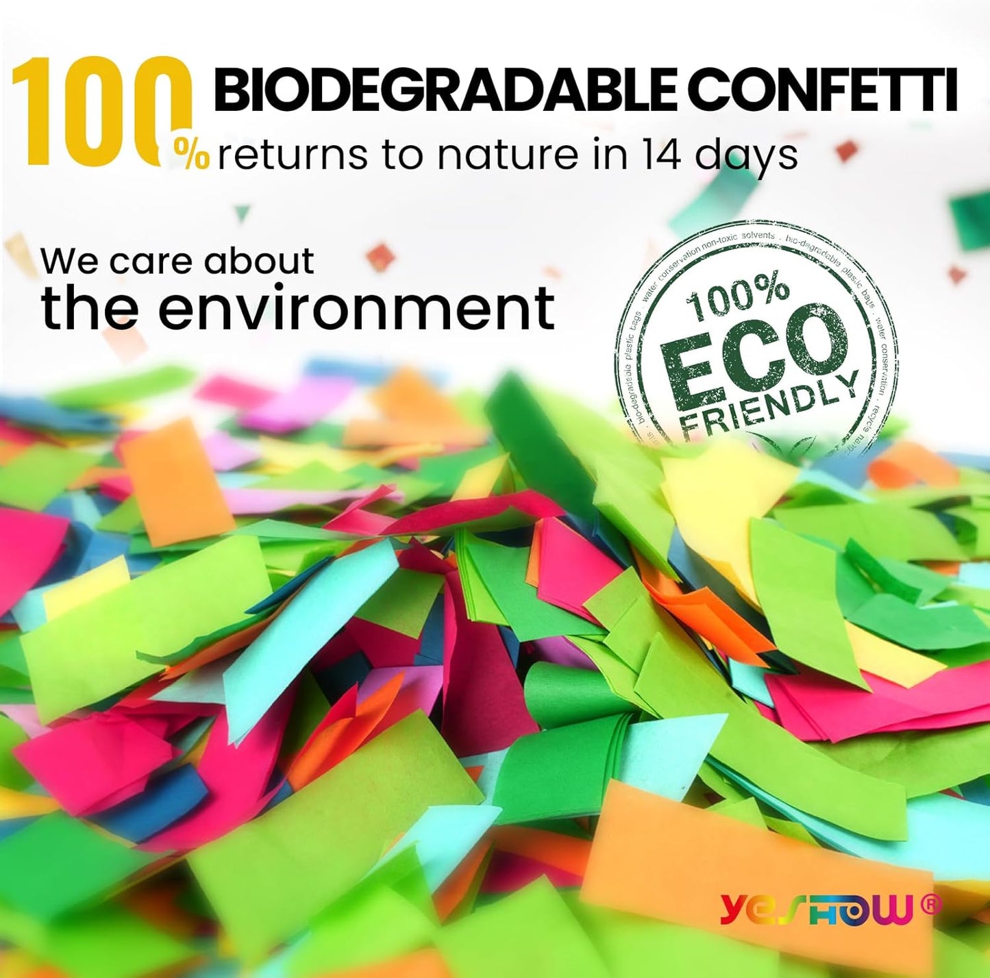 Confetti Cannon Party Poppers Biodegradable Shooters, (6 Pack) YESHOW Multicolor Confetti Blaster for Birthday Graduation Wedding Christmas New Year’s Eve