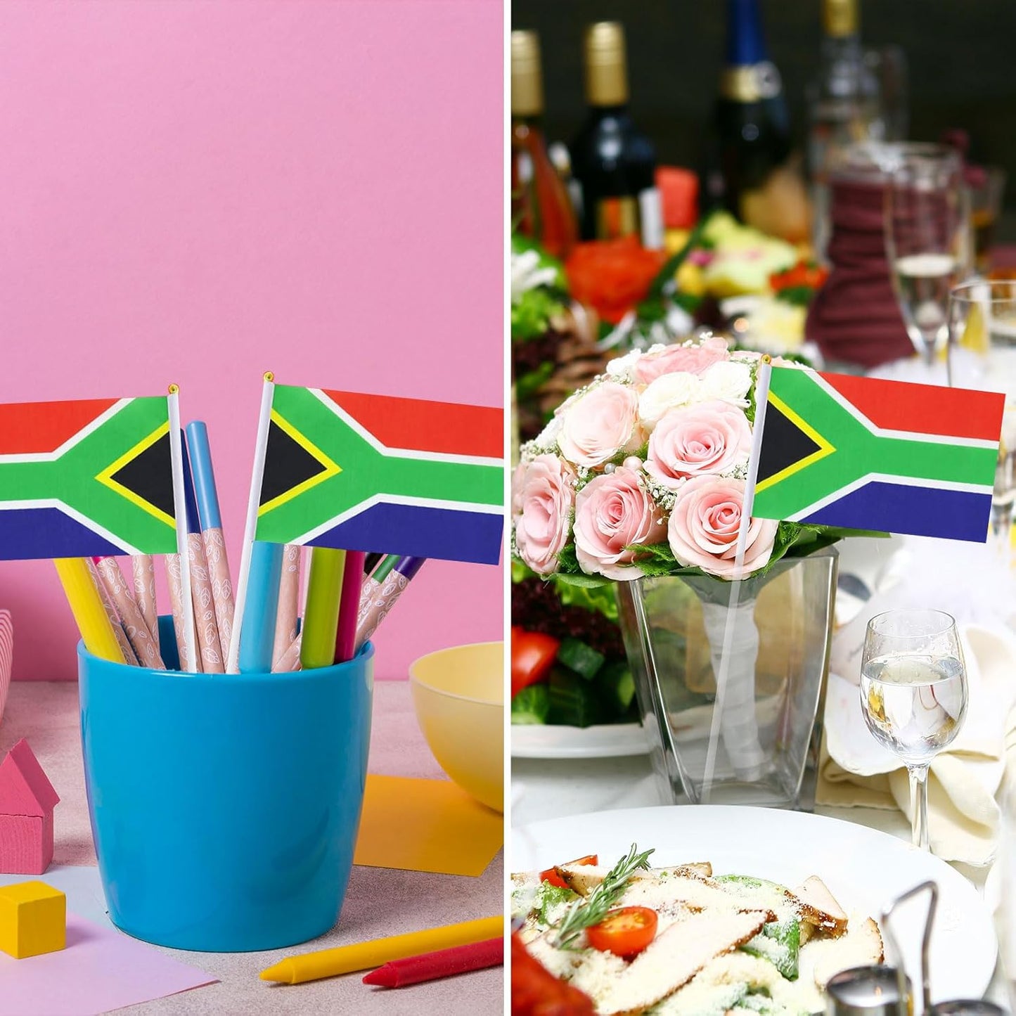 South Africa Flag South African Flag, Small Mini Handheld South Africa Flags on Stick, Ideal for Party Parades Sports Events Patriotic Festival Decorations