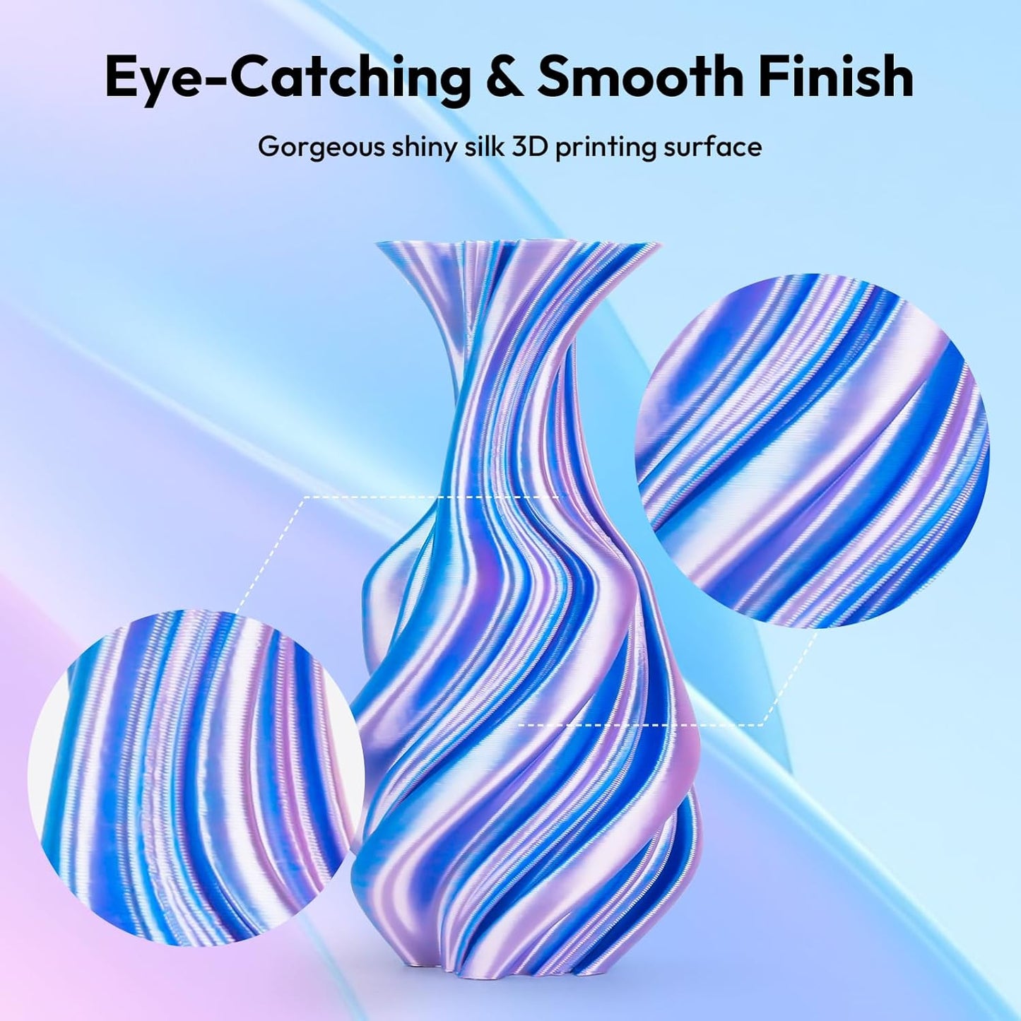 AMOLEN Silk PLA 3D Printer Filament, Dual Color Sky Blue Pink PLA 1.75mm, Shiny Color Change Filament 3D Printing PLA Filament for Most FDM 3D Printer, 1kg Spool(2.2lbs)