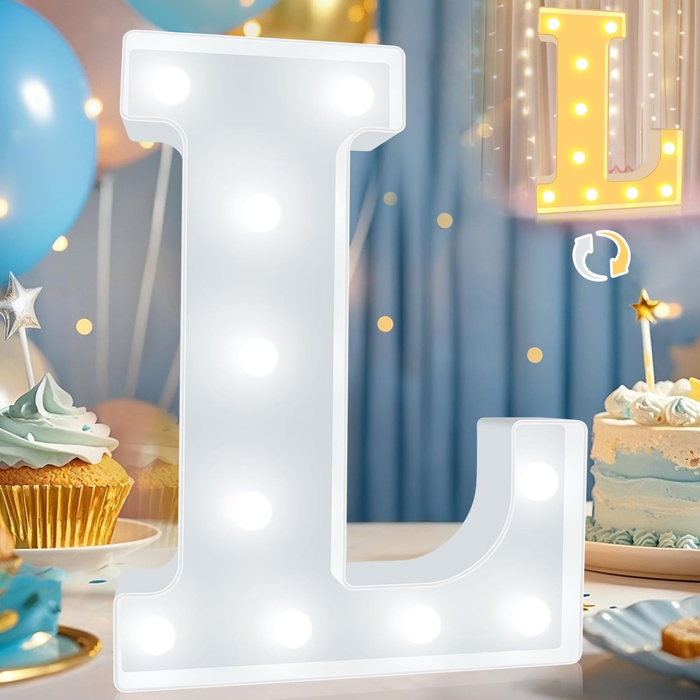 Pooqla LED Marquee Letter Lights, Warm White and Cool White Decorative Lighted Letters, Light Up Alphabet Letters for Boys Girls, Party, Wedding, Bar, Night Light, Birthday Decoration, Letter L