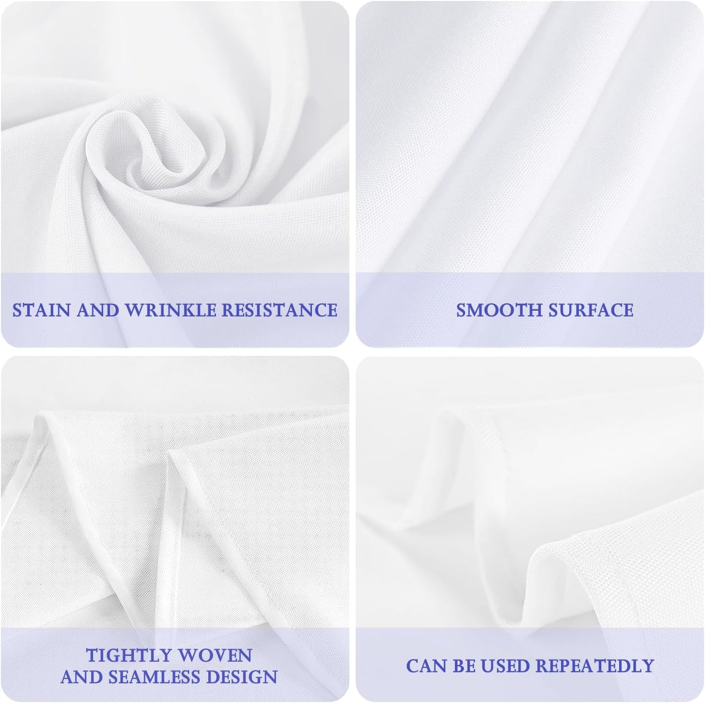 6 Pack White 90 Inch Round Tablecloths. Stain and Winkle Resistant Polyester Washable White Table Cloths for Parties Wedding Dining