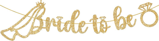 KatchOn, Glitter Bride to Be Banner Gold - 10 Feet, No DIY | Bridal Shower Banner for Bridal Shower Decorations | Gold Bachelorette Party Decorations | Bride to Be Decorations