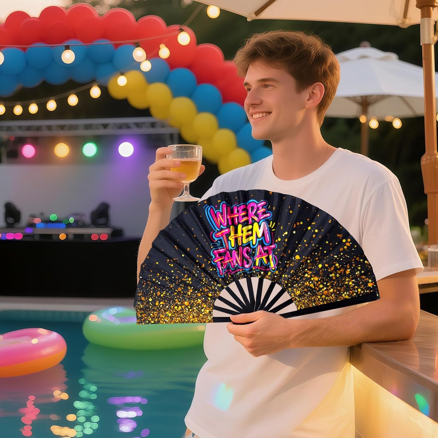 13 Inch Large Clack Hand Fan for Western Line Dance - Where Them Fans at Cowgirl Loud Popping Folding Fan for Country Dancing, Music Festivals, Performances & Weddings Parties