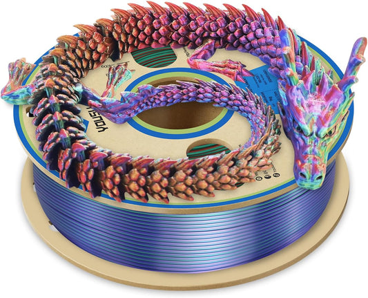 YOUSU 3D Printer Filament 1.75mm,Tri-Colors PLA Filament,Shiny Silk Coextruded PLA, Silk Green Purple Copper Filament, 1kg/2.2lbs