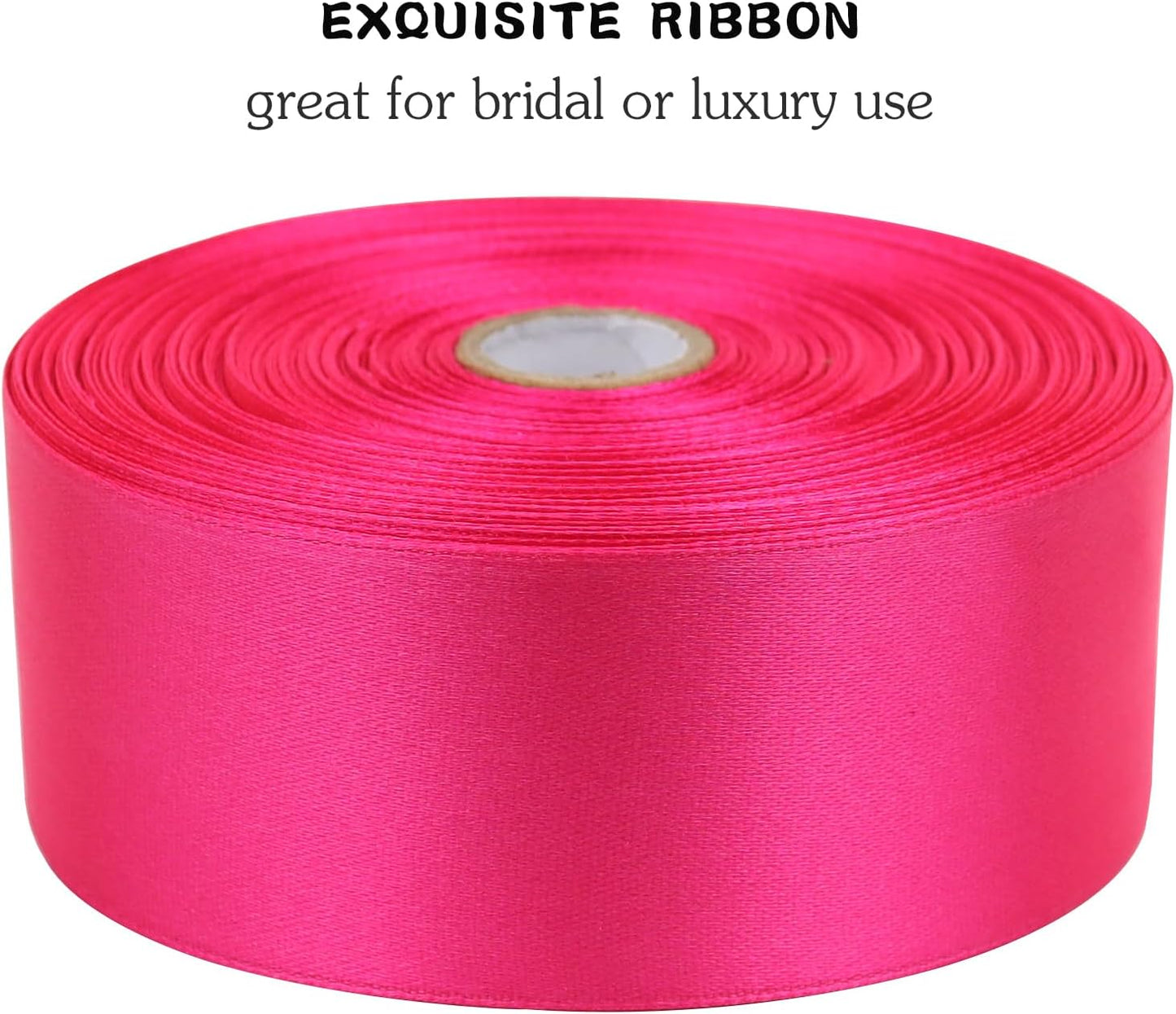 Hot Pink Solid Satin Ribbon 1-1/2 Inch 50 Yards Solid Polyester Fabric Ribbon for Gift Wrapping Wedding Christmas Baby Shower Birthday Party Decoration Handmade Immortal Flower Craft