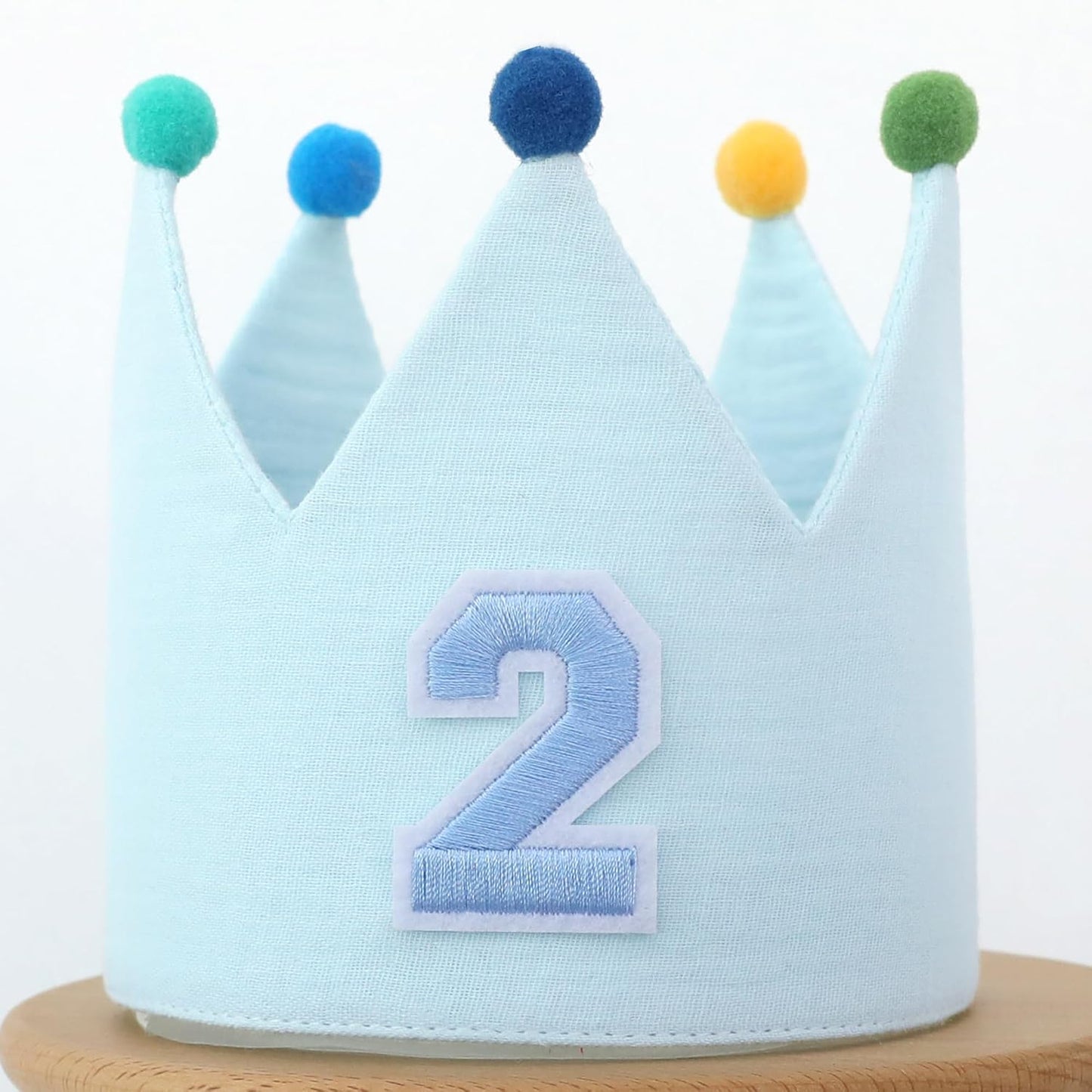 Muslin Crown Hat 1-3 Birthday For Baby Boy Girl Party Decoration Blue Pink Headband