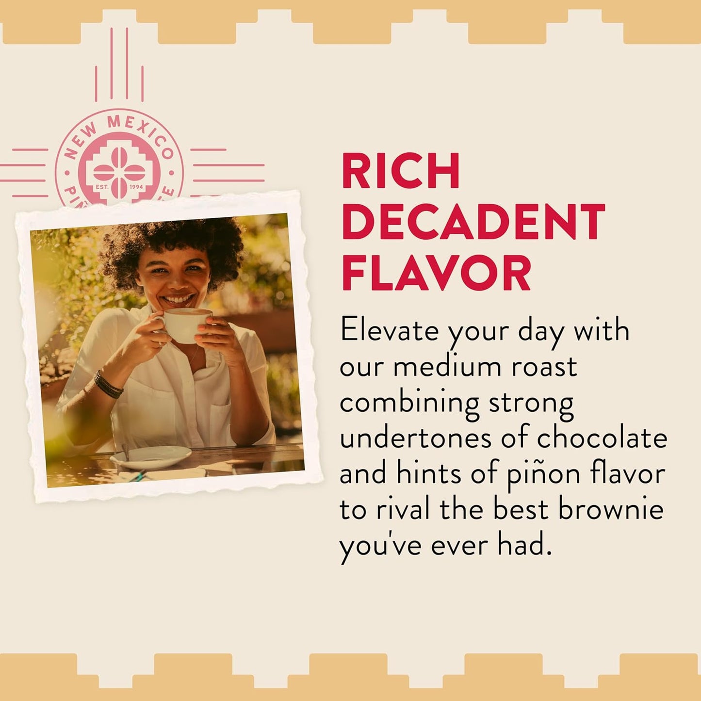 New Mexico Piñon Whole Bean Coffee Medium Roast 100% Brazilian Arabica Piñon Fudge - Naturally Chocolate Nutty & Smooth Flavored Coffee Beans - 2 Lb Bag