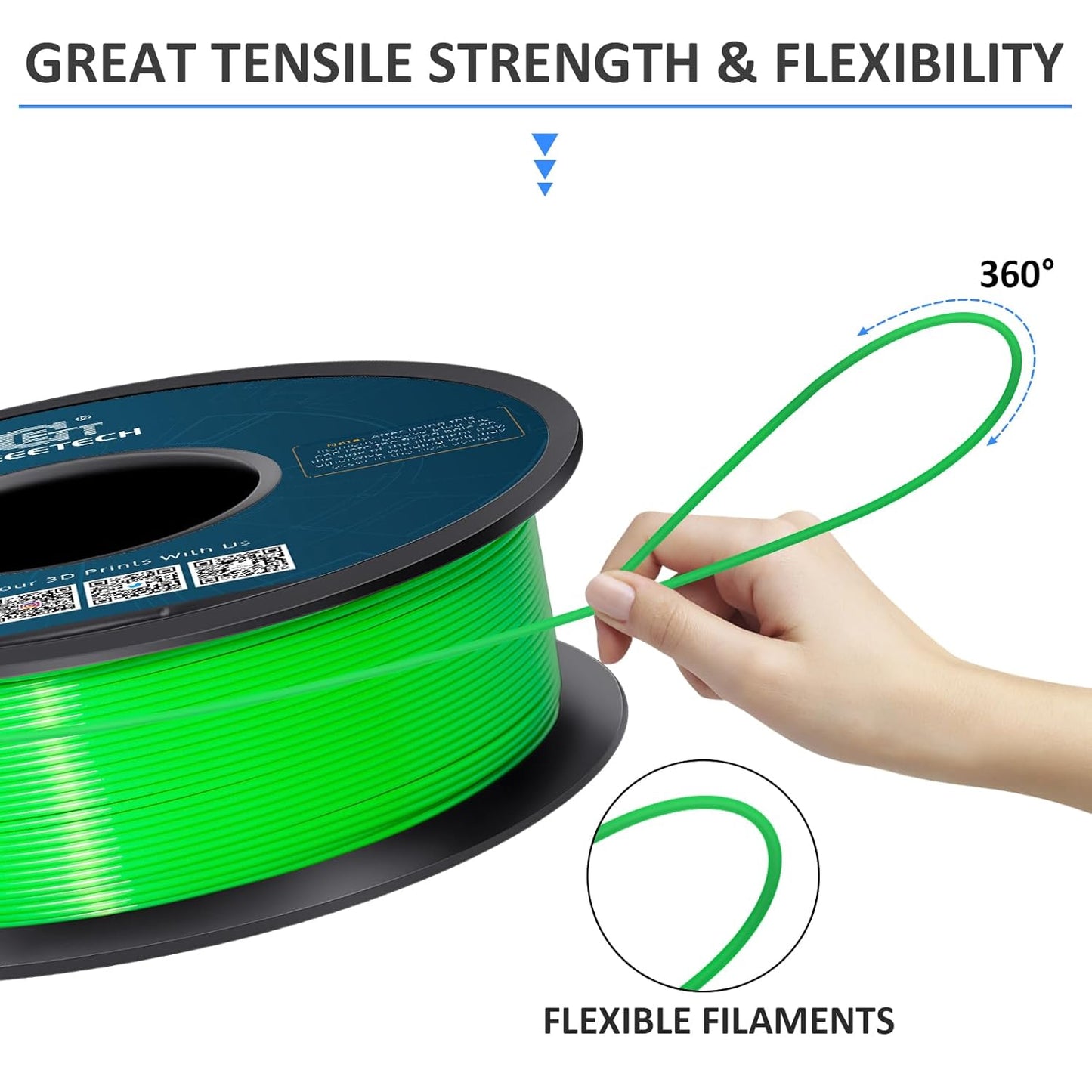Geeetech Green PLA Filament 1.75mm, PLA 3D Printer Filament 1kg Spool(2.2lbs) Dimensional Accuracy +/- 0.02 mm, 3D Printing Filament Fits for Most FDM 3D Printers