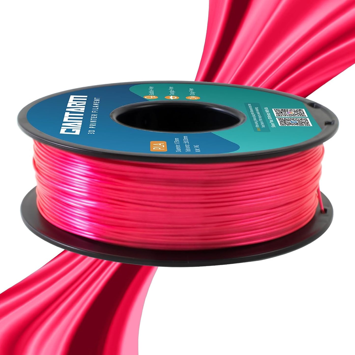 GIANTARM 3D Printer PLA Filament, Shiny Silk Rose Pink Magenta Toughness Enhanced Filament with 1.75mm Dimensional Accuracy +/-0.03mm, 1080 Feet per Roll, Vacuum Packaging, for Most 3D FDM Printer