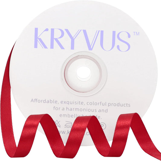 Red Satin Ribbon 3/8 inch X Continuous 50 Yards, Single Face Polyester Ribbon Perfect for Gift Wrapping, Flower Bouquet, Wedding Decor, Crafts, Bow Making, Sewing and More