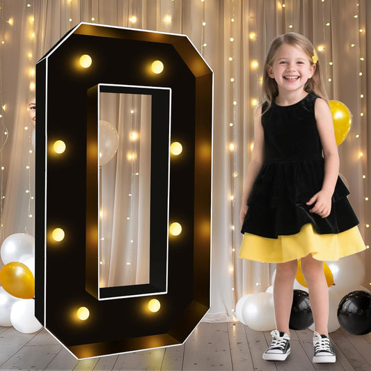 Pooqla 3FT Marquee Light Up Numbers, Black Lighted Party Decor for her him Women Men, Giant Mosaic Light Up Numbers for 10th 20th 30th Birthday Anniversary Decoration, Number 0